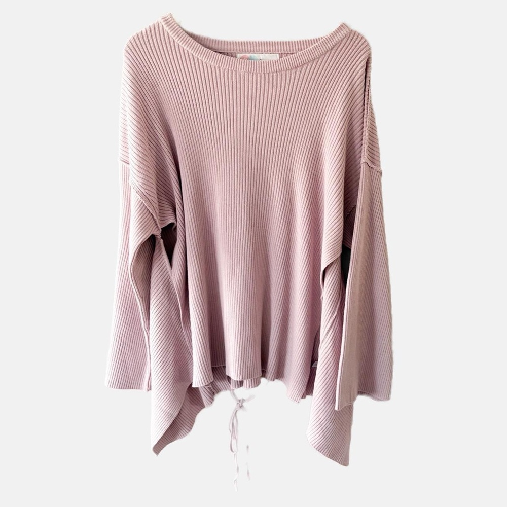 Free People Beach Brigg Ribbed Oversized Boho Mauve Sweater S - Picture 2 of 6